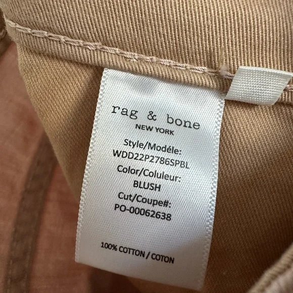 Rag & Bone New York Blush Pink Mid-Rise Wide Leg Button Fly Jeans- size 28. - Picture 8 of 11